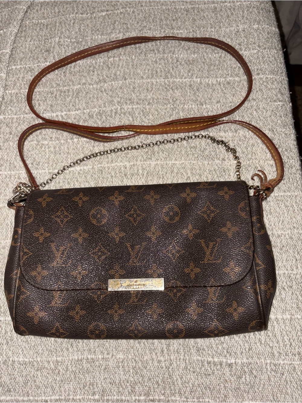 Louis Vuitton Brown Monogram Crossbody with Chain and Leather Strap